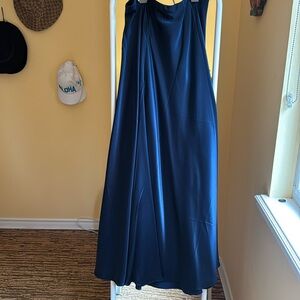NWOT navy satin maxi skirt